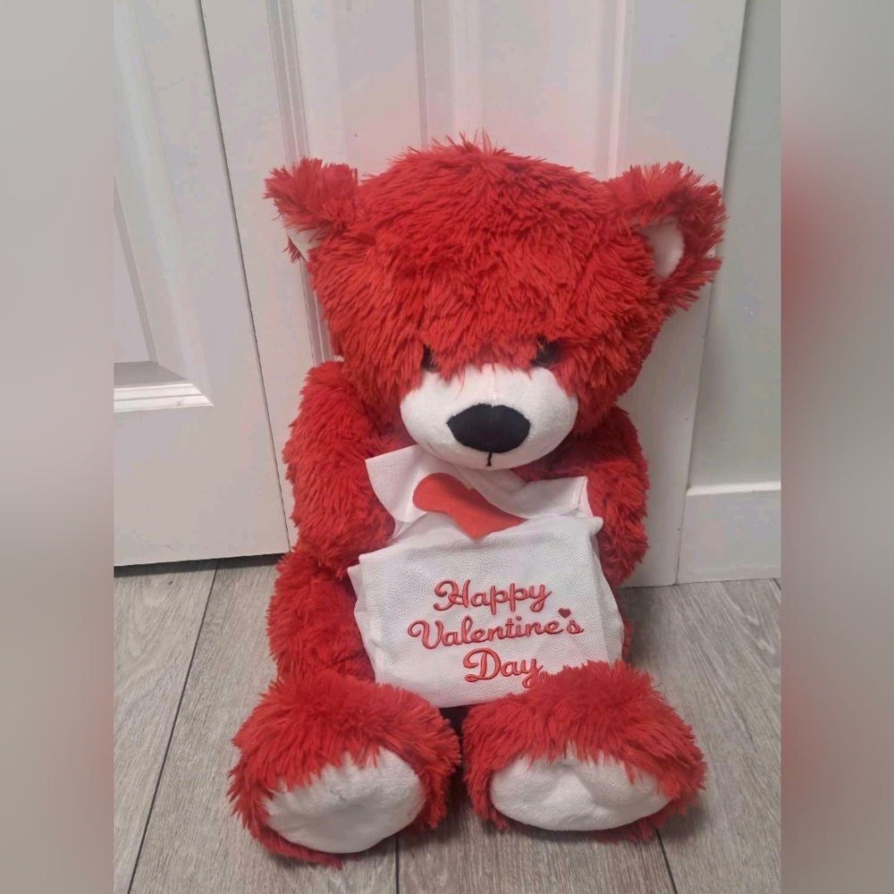 Way To Celebrate Large Red Teddy Bear Holding A Card Bag "Happy Valentine's Day"